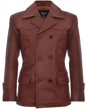 Infinity Leather Tan Leather Cowhide German Peacoat-Epping - Brown
