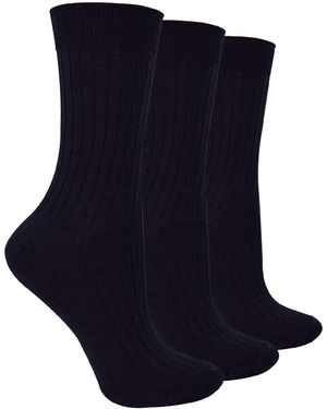 Steve Madden 3 Pairs Ladies Merino Wool Winter Thick Cushion Warm Boot Socks - Blue