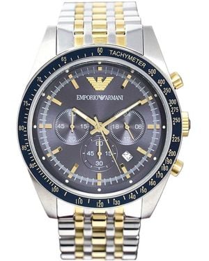 Emporio Armani Ar8030 Two Tone Tazio Chronograph Watch - Metallic