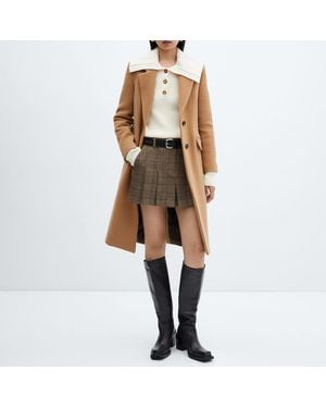Mango Medium Virgin Wool Midi-Coat - Natural
