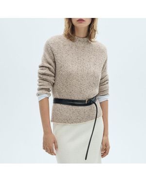 Mango Flecked High Neck Jumper - Grey