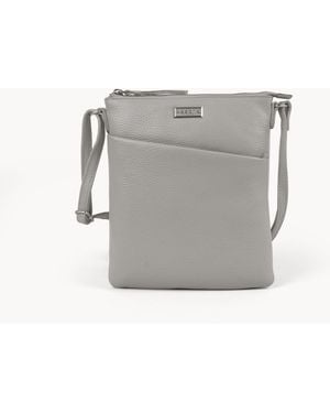 Assots London Linby' Pebble Grain Leather Crossbody Sling Bag - Grey