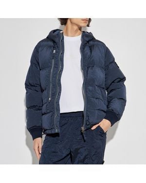 Stone Island Full Zip Padded Down Coat - Blue