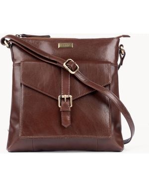 Assots London 'Hoxton' Vintage Real Leather Crossbody Sling Bag - Brown