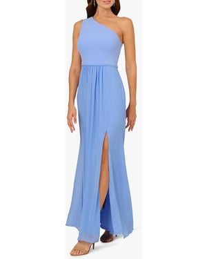Adrianna Papell One Shoulder Chiffon Gown - Blue