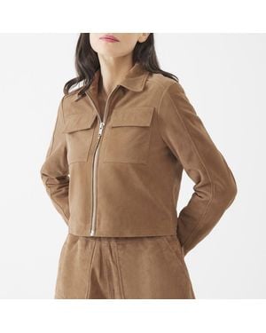 Bolongaro Trevor Light Camel Thea Suede Zip Through Jacket - Brown