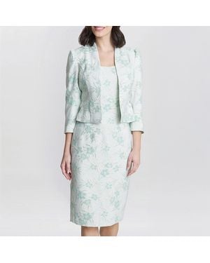 Gina Bacconi Eva Floral Jacquard Dress And Jacket - Blue