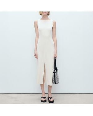Mango Boat Neck Knitted Midi Dress - White
