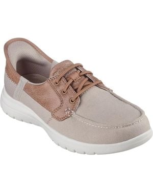 Skechers Boat Shoes On The Go Flex Palmilla Mixed Taupe - Grey