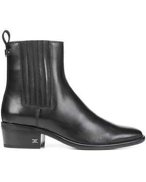 Sam Edelman Bronson Leather Heeled Ankle Boots - Black