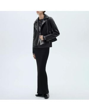 Mango Liz Leather Effect Biker Jacket - Black