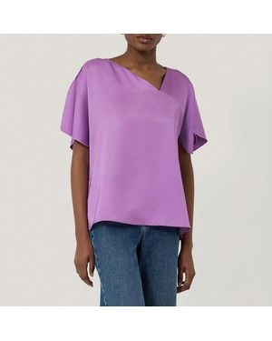 Jigsaw Lilac Asymmetric Neck Drape Top - Purple