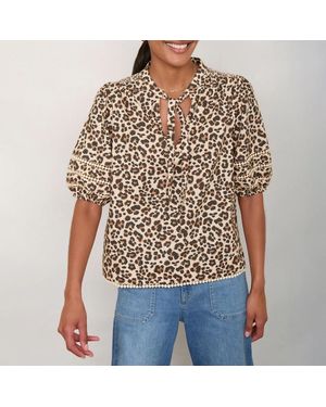 Wyse Leopard Print Paityn Cotton Top - Brown