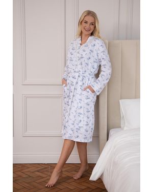 CAMILLE 100% Cotton Lightweight Porcelain Floral Wrap - Blue