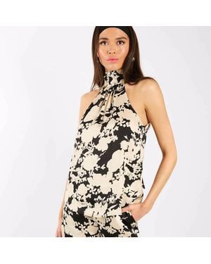 Needs No Label And Ivory Printed Halter Neck Top - Black