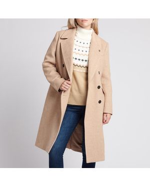 U.S. POLO ASSN. Oatmeal Herringbone Wool Blend Coat - Natural