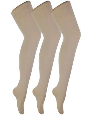 Sock Snob Natural 3 Pair Ladies Coloured Opaque 80 Denier Plain Block Colour Tights