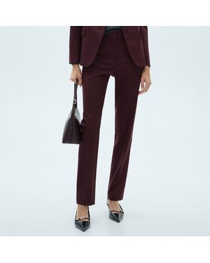 Mango Pinstripe Suit Trousers - Red