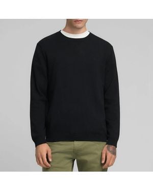 Replay Crew Neck Cotton Jumper - Black