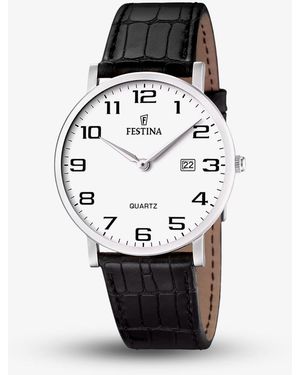 Festina Classics Dial Leather Strap Watch F16476/1 - Black