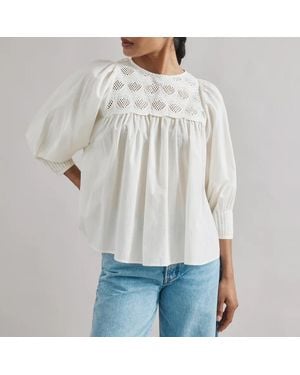Albaray Embroidered Yoke Top - White