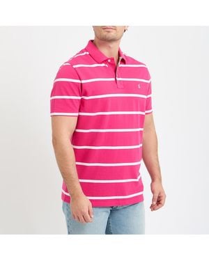 Joules Stripe Filbert Cotton Polo Shirt - Pink