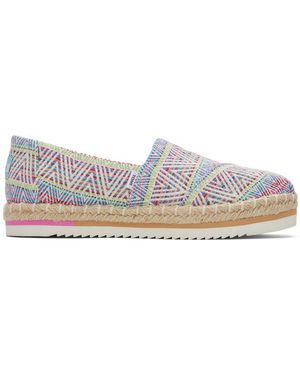TOMS Patterned Alpargata Platform Espadrilles - White