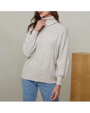 Sofiacashmere Cashmere Blend Roll Neck Jumper - Grey