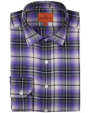 Simon Carter Multi Check Cotton Shirt - Blue