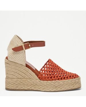 Russell & Bromley Burnt Hale Wave Wedge Espadrilles - Brown