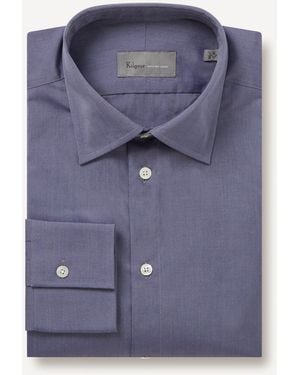 Kilgour Savile Row Kilgour Regular Collar Plain Cotton Shirt - Blue