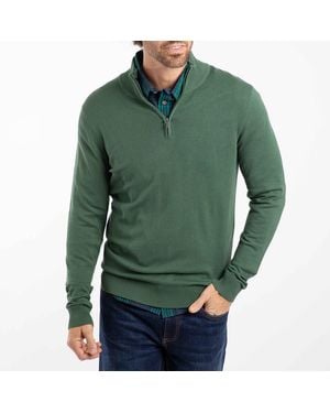 Weird Fish Frederick 1/4 Zip Fine Knit Jumper - Green