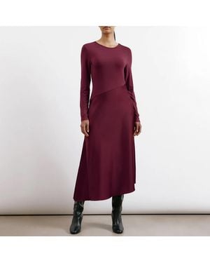 Albaray Burgundy Satin & Jersey Asymmetric Dress - Purple