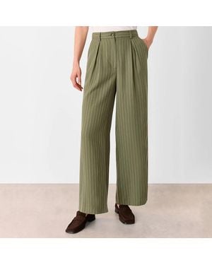 Whistles Khaki Lottie Pinstripe Trousers - Green
