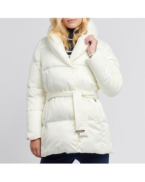 U.S. POLO ASSN. Ecru Wrap Collar Belted Puffer Coat - White