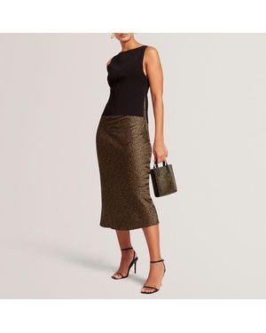 Ted Baker Andera Printed Satin Slip Dress With Removable Jumper Vest - Brown
