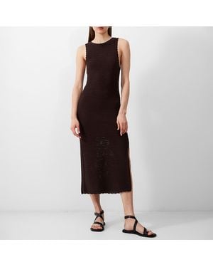 French Connection Dark Cotton Knitted Column Dress - Black