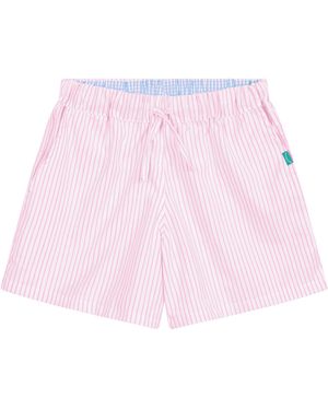 Lounge Loungewear Shorts Organic Brushed Cotton And Stripes - Pink