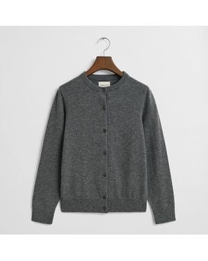 GANT Superfine Lambswool Cardigan - Grey