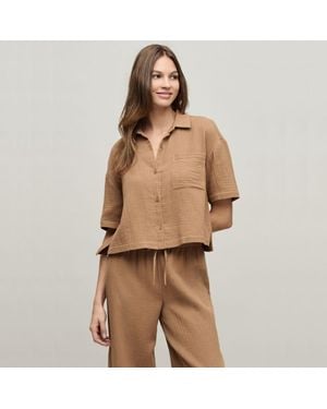 Barefoot Dreams Cotton Gauze Shirt - Brown