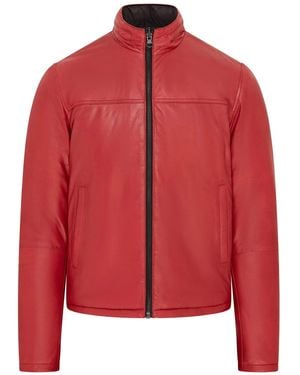 Infinity Leather Reversible Hooded Leather Jacket Premium Lambskin Napa - Red