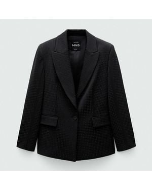 Mango Suit Jacket With Rhinestones - Black