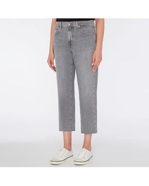 7 For All Mankind Straight Stretch Cropped Jeans - Grey