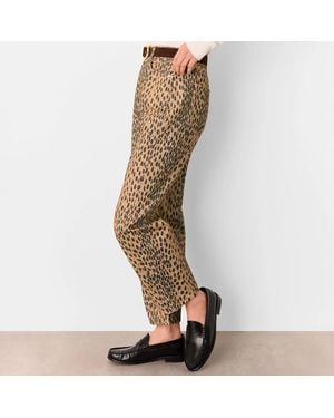 Whistles Neutral Animal Spot Barrel Leg Jeans - Brown