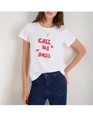 Wyse Maddy Call Me Boss Cotton T-Shirt - White