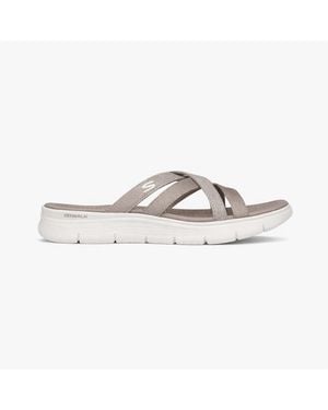 Skechers Taupe Go Walk Flex Low Heeled Sandals - White