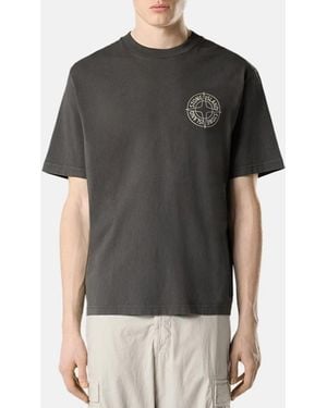 Stone Island Cotton Logo Print T-Shirt - Black