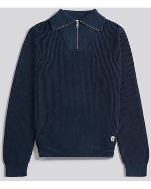 U.S. POLO ASSN. Half Cardigan Stitch Knit Sweatshirt - Blue