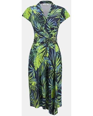 Joseph Ribkoff Lime Palm Print Wrap Dress - Green
