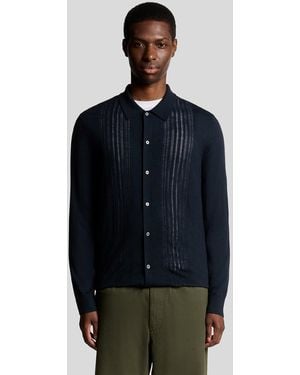 Lyle & Scott Cable Knitted Shirt - Blue